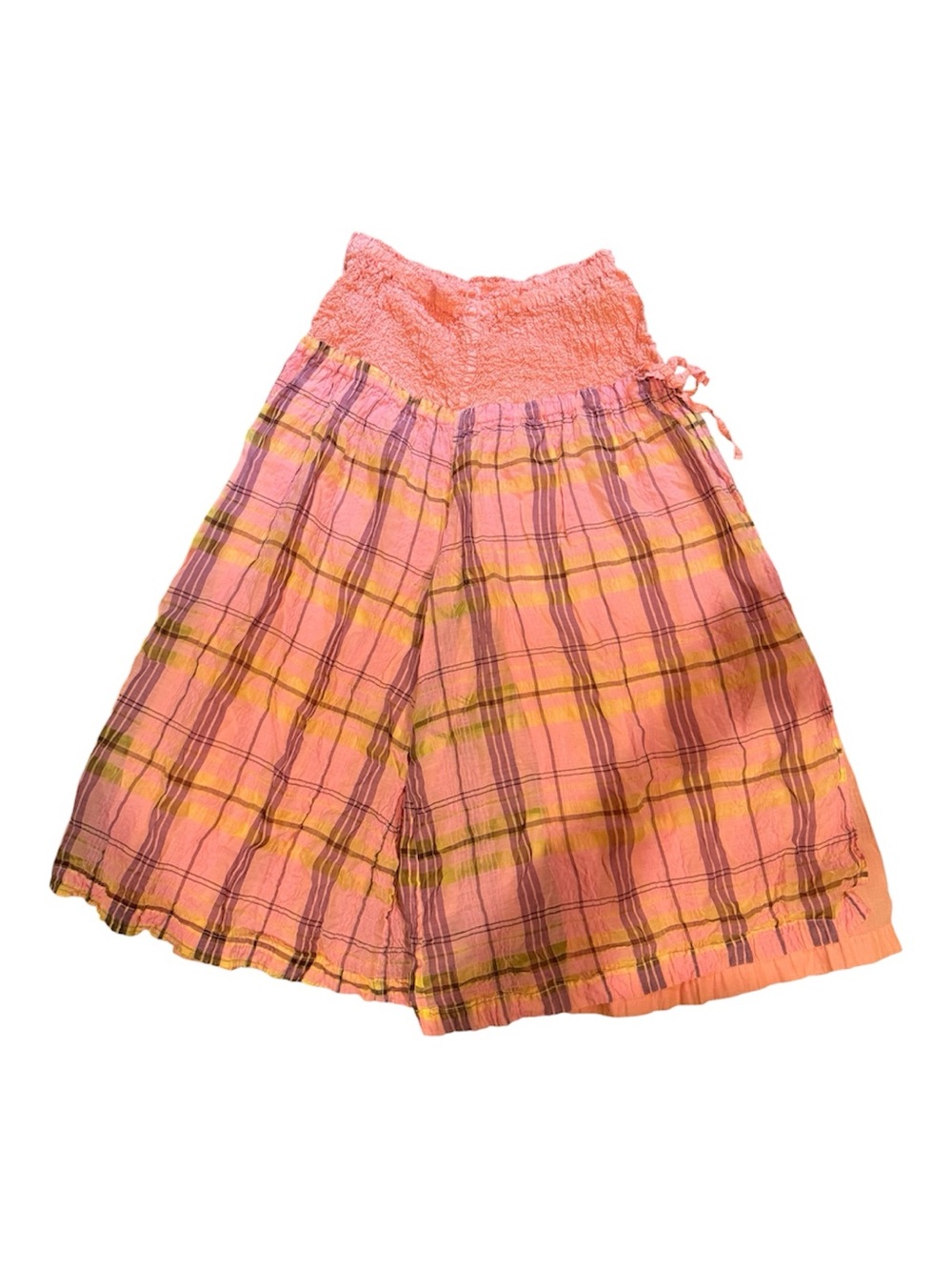 Me Issey Miyake Pink Plaid Smocked Waist Skirt Shorts - Size M-L
